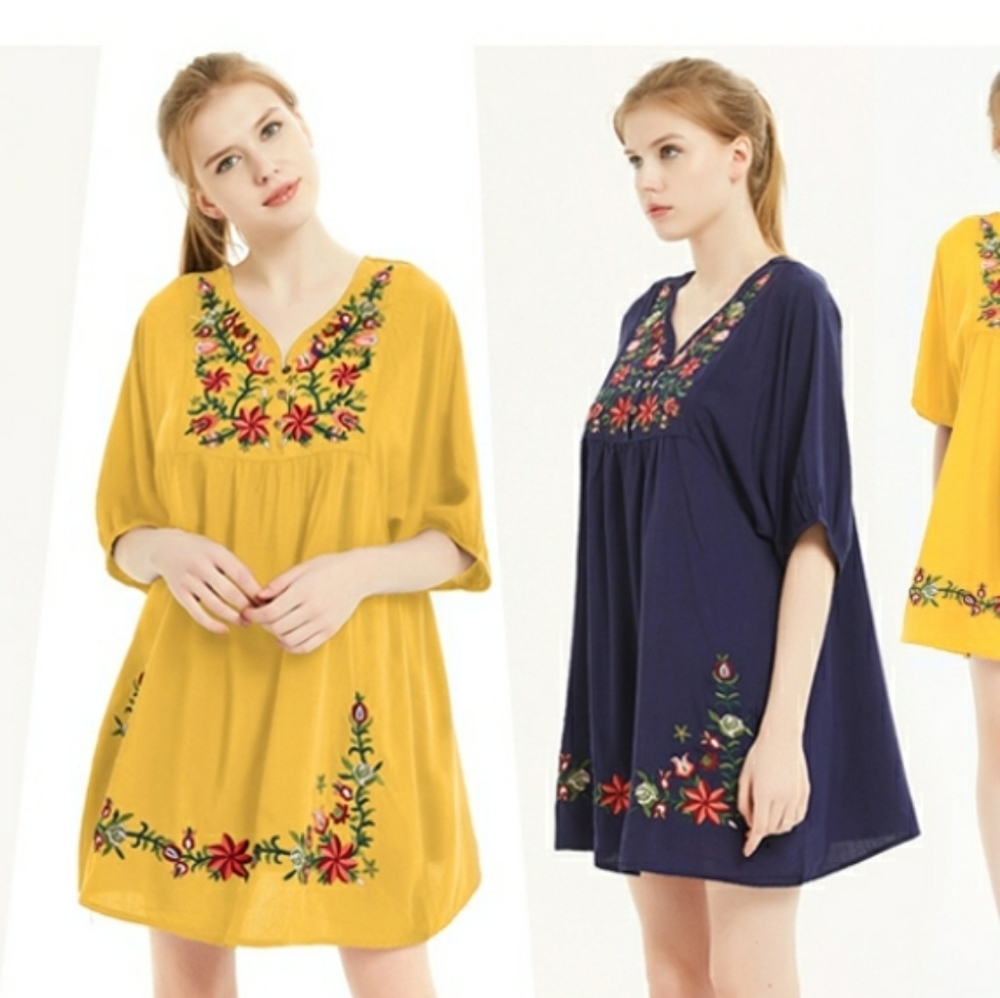 🆕️ Bohemian Floral Embroidered Dress - Picture 7 of 7